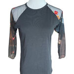 LuLaRoe New Womens  Mesh Semi Sheer Sleeve Floral Embossed Randy Ranglan Top XS Photo 0