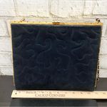Vintage INDUSTRIA ARGENTINA Navy Midnight Blue Suede Clutch Quilted Chain Bag Photo 7