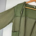 POL Cotton Gauze Open Front Cardigan Jacket Sz Small Olive Army Green Patchwork Photo 6