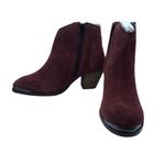 Diba Sequoia Suede Bootie Burgundy Ankle Boots SZ 7 Fall Metal Toe Western Purple Photo 0