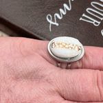 Vintage 1970s White Rhinestone Adjustable Boho Ring Stainless Steel Photo 5