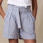 Banana Republic Linen Blend Pinstriped Belted Paperbag Waist Trouser Shorts 16 Photo 0