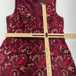 Adrianna Papell  Dress Womens 12 Petite Red Gold Lace Overlay V Neck A‎ Line Photo 8