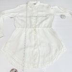 LL. Bean White Premium Washable Linen Drawstring Button Tunic SMALL Photo 7