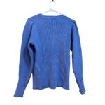 Elie Tahari Blue Cable Knit Puff Sleeve Sweater Size L Photo 2
