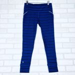Athleta ‎ Stripe Accelerate Workout Leggings Medium Blue Black Athletic Run Photo 10