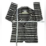 Loft Anne Taylor black & off white classic horizontal striped knit blazer size M Photo 1