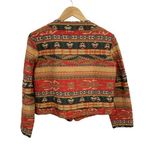 Chico's Southwest Folk Boho Jacket Womens 1 M/8 Metal Button Pockets Aztec Print Photo 2