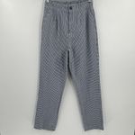 Free People  Kate Gingham Pants Navy White 100% Cotton Straight‎ Leg Size Medium Photo 2