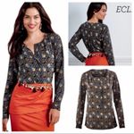 CAbi NWOT  3131 Limited Edition Eclipse Moon Shirt‎ Black White Orange Size Small Photo 1