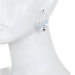 Rebecca Minkoff  Threaded Beaded Hoop Earrings Ball Hoops‎ Silver Blue Statement Photo 4