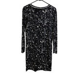 Tory Burch  Meredith Silk Dress XS Black Long Sleeve Paint Splatter Zip Designer Photo 6