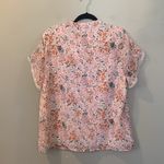 Floral White Pink Blouse Top Short Sleeve Tulip Sleeves Women’s XL Extra Large Photo 3