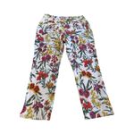 Susan Graver  Uptown Stretch White Floral Pull-on Capri Pants‎ Size 10 Photo 1