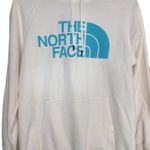 The North Face Women's Half Dome Logo Pullover Hoodie Cream Blue Medium Photo 1
