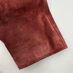 Henri Bendel Vintage Suede Coat Red Leather Belted Double Breasted Cherry Photo 10