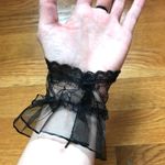 Gothic Victorian Lolita EGL Vampire Black Lace Ruffle & Bow Gloves Photo 3