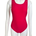 Juicy Couture barberry high neck with grommets 1 piece swimsuit lightly padded M Photo 0