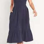 Old Navy  Waist Defined Midi Dress FEMININE ROMANTIC NWT Smocked Small S Black Photo 1