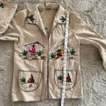 Vintage Lopez Mexican‎ Wool Open Tourist Coat Jacket Yarn Embroidered Tan Sz S/M Size M Photo 7