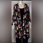 Cousin Earl Floral and Instrument Print Kimono Robe Black Size M Photo 4