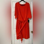 Eloquii Women's Plus Size Cross Front Flutter Sleeve Dress Peppery Vermillion 26 Photo 3