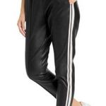 BB Dakota  First Place Black Faux Leather Joggers with White Accents Medium New Photo 0