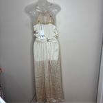 ZARA  Ivory Satin Effect Beaded strapless dress Size small classic side slit NWT Photo 4