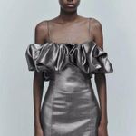 ZARA NWOT Metallic Silver Voluminous Short Dress Size Ref 7707/308 Photo 0