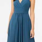 Azazie Turquoise Blue Bridesmaid Dress with Pockets Pleated Chiffon Short Sz 10 Photo 0