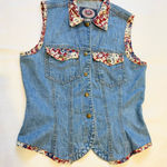 Paris Blues  Original Denim Vest Boho Floral – Size M Photo 0