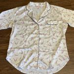 Victoria's Secret Victoria’s Secret Satin Feel Champagne Print Pajama Top Medium White Pink Black Photo 7