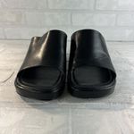 Ann Taylor Slides Women 10 Black Leather Platform Wedge Open Toe Chunky 90s Y2K Photo 6