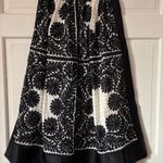 Ulla Johnson  Francesca Satin Trim Floral Appliqué Black White Midi Skirt Size 4 Photo 0