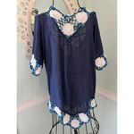 MPL hawaii free size blue flowers crotchet top NWT Size L Photo 1