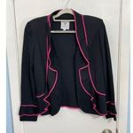 Toula Jacket Small Black Pink Ruffled Trim Clueless Preppy Twee Officecore NWT Photo 0