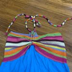 Sacred Threads Sacred‎ Threads Dress Halter Blue Multicolor Striped Sleeveless Summer Beach M Photo 1