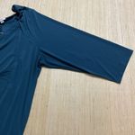 Avenue Women's 22/24 Peasant Blouse Teal Silver Metal Accent V Photo 2