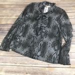 fab'rik Tulle‎ Womens Blouse Size XS Tie Neck Bow Top Snakeskin Print NEW Photo 5