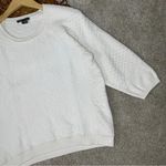 Vince Jacquard Pullover Sweatshirt 3/4 Sleeve Textured Cotton Blend White Size L Photo 5