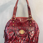 Elaine Turner Red Croc Embossed Genuine Leather Purse Shoulder Bag Satchel Tote Photo 0