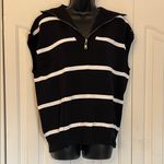 Pretty Garden Black and White Striped Zip-Up Vest Women Size Medium Photo 0