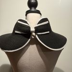 HBY Miami paper straw visor style hat Gorgeous ribbed hat with back bow Black Photo 4