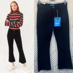 M.i.h Jeans Marty Black Velvet Jeans Cropped Flare Size 27 Photo 1