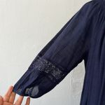 Naif navy blue boho ruffled pullover short sleeve bohemian flowy babydoll dress Photo 2