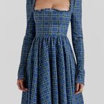 House Of CB DELIA Blue TARTAN Midi Dress size M Photo 0