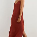 Aerie Women’s Satin Flowy Slip Midi Dress in Rust Size XS Photo 0
