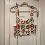 Mexicali Blues NWT  OS White Rainbow Crochet Crop Top Tank Granny Square Cotton Photo 4