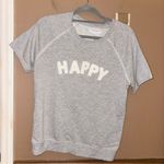 Grayson Threads  Happy Fuzzy textured Short‎ Sleeve Sweatshirt grey size small Photo 1