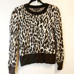 Banana Republic Sweater Black & White Leopard Print Crew Neck Knit Sz XS EUC Photo 0